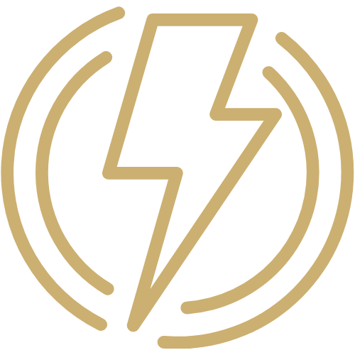 Gold lightning bolt symbol on a white background